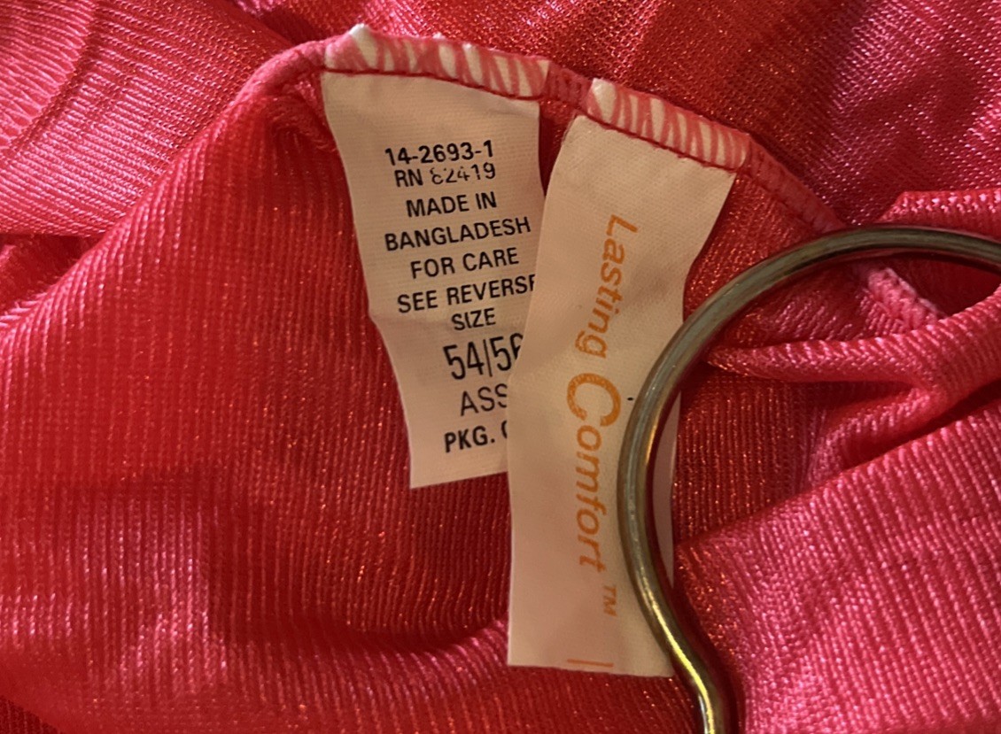 Lasting Comfort 100% Nylon (2) Pair Pink60s Era Sz54-56