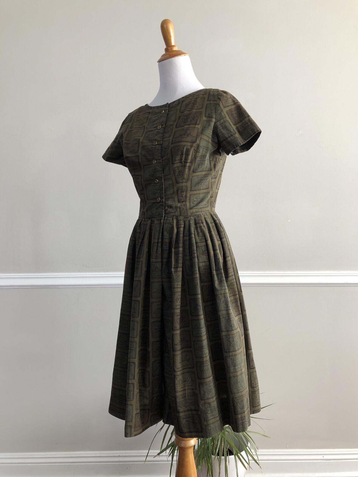 Vtg 50s/60s BETTY BARCLAY Fifty Nifty United States Day Dress Cotton Novelty
