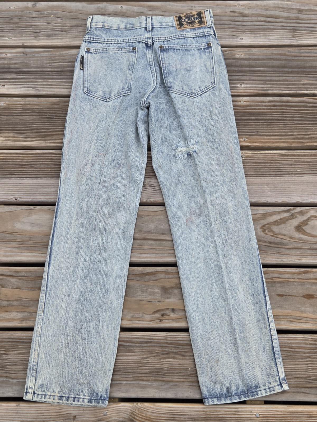 🐲Vintage Acid Wash Patchwork Jeans Womens 80s Dragon Biker Distressed Denim🐲
