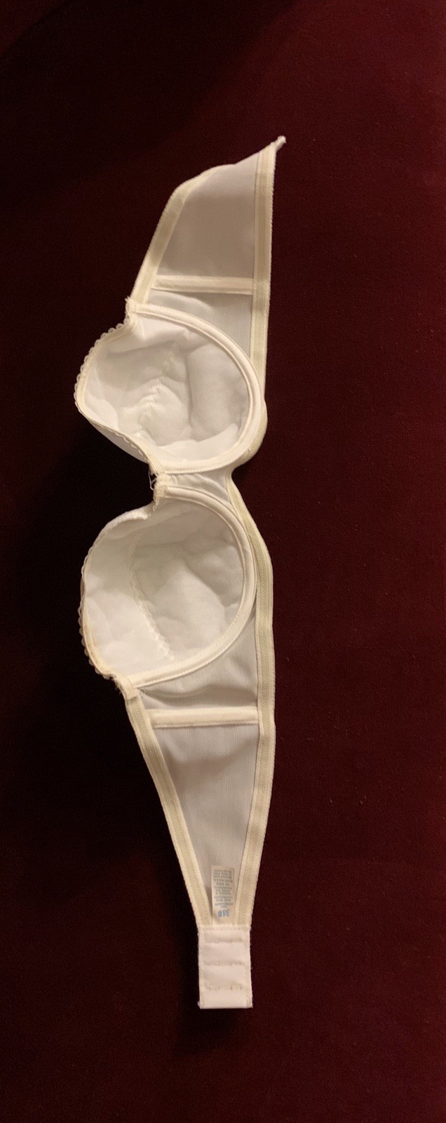 Vintage Strapless Bra White Underwire Seamless Nylon Lycra Spandex 1970s NEW 38B