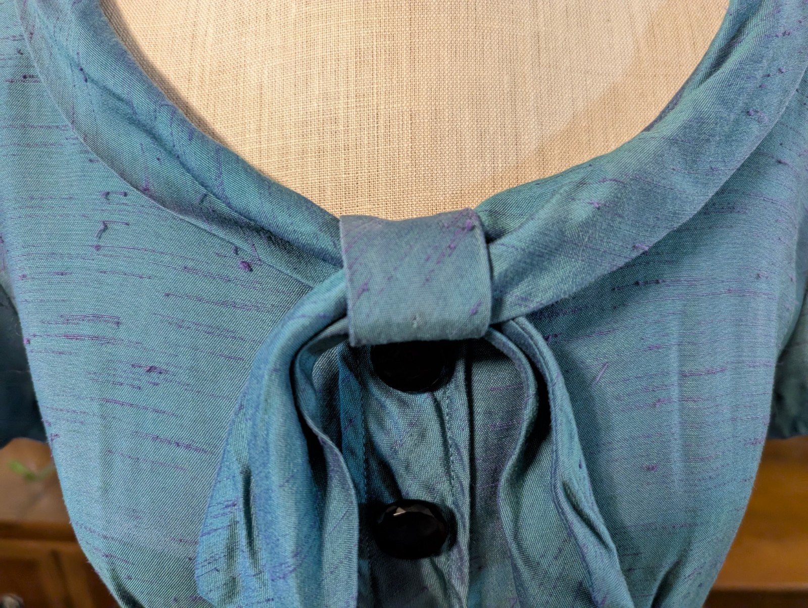 (s/m) EVENING ENIGMA! 1920s Two-Toned Silk Drop Waist Dress TEAL PURPLE Antique