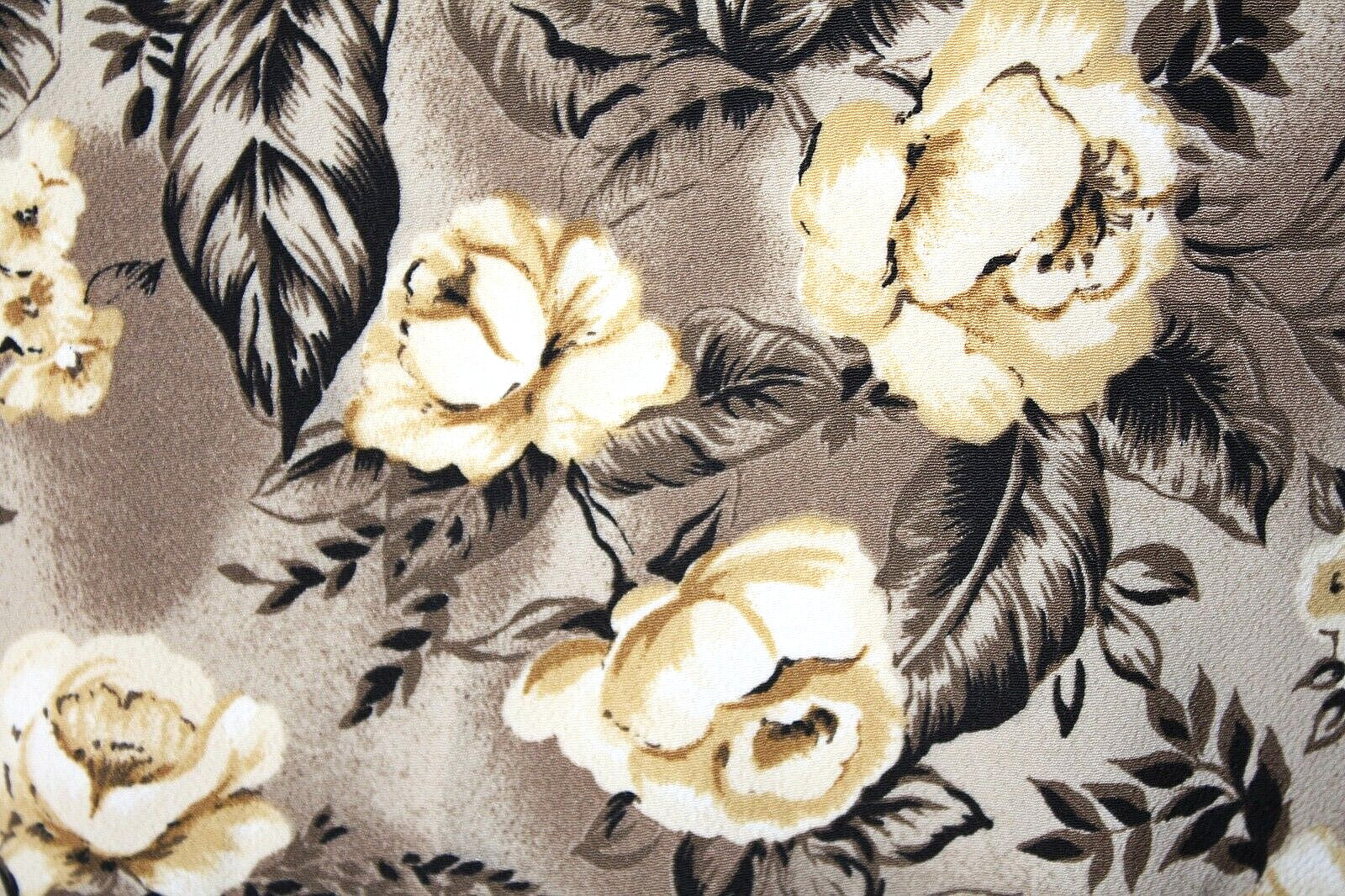 VTG ALL THAT JASS Maxi Dress Sz 13 / 14 Brown Cream Roses Short Sl. Babydoll #03