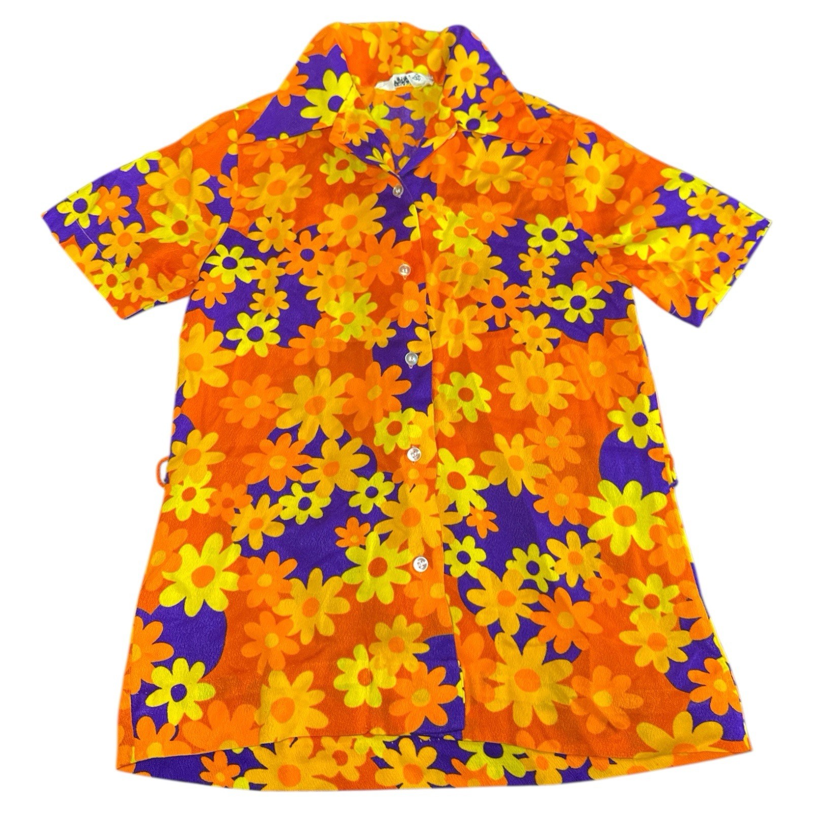 Vintage Miss Holly 70’s Floral Colorful Short Sleeve Button Up Shirt Women’s S?