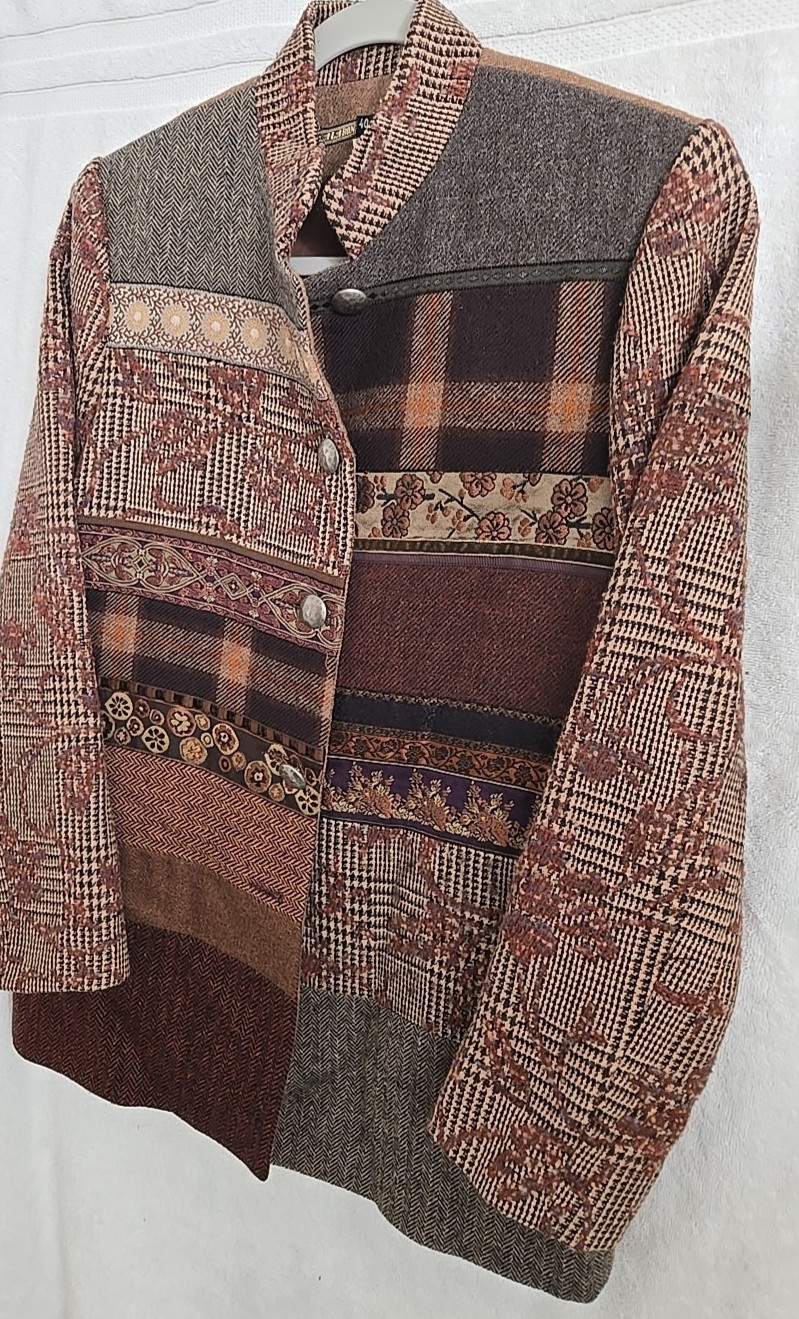 La Bonne Renommee Wool Patchwork Jacket Paris Size 40 Euro Eclectic Vintage