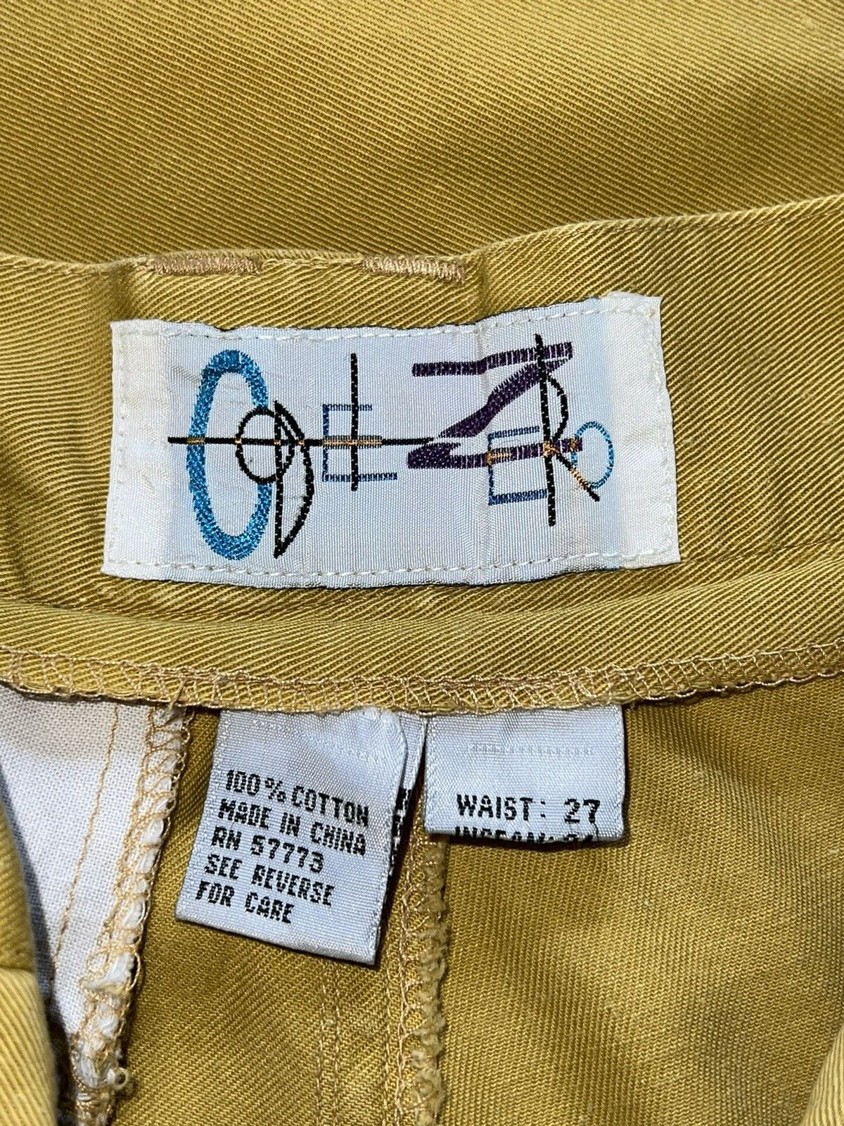 Vtg Code Zero Pleated Pants Mustard Yellow Tag Sz. 27 x 31 – Measure 25.5 x 29.5