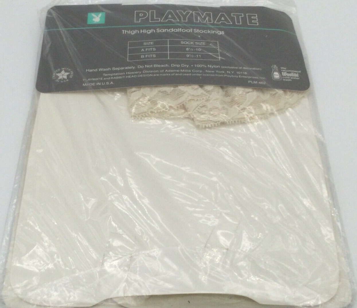 NEW Vintage Playboy Playmate Thigh High Stockings Size A 8.5-10 Bone NICE