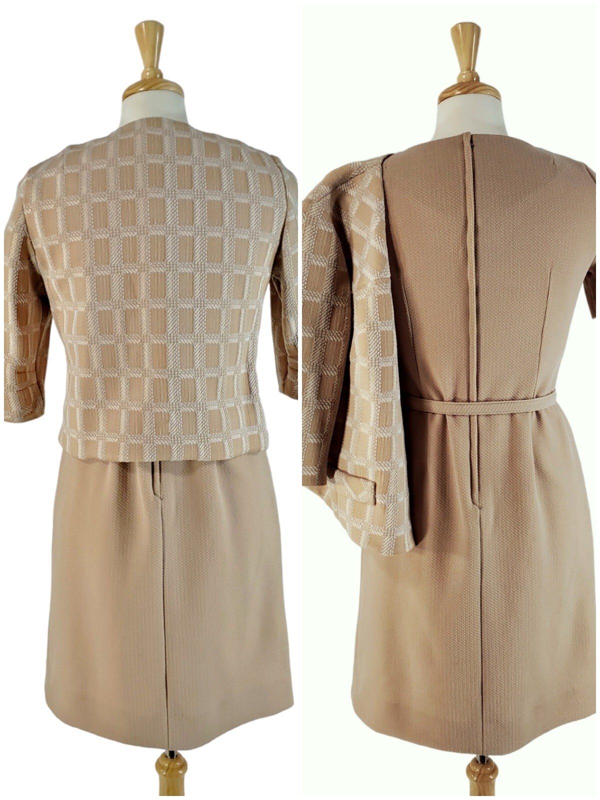 Vintage 70s Dress, Jacket and Belt Set – 1970s Double-knit Dress Suit – med, lg