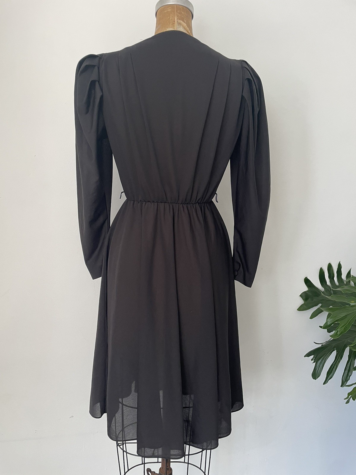 Vintage 1970’s – Early ‘80s Black Disco Dress Puff Sleeves ILGWU USA XS/S