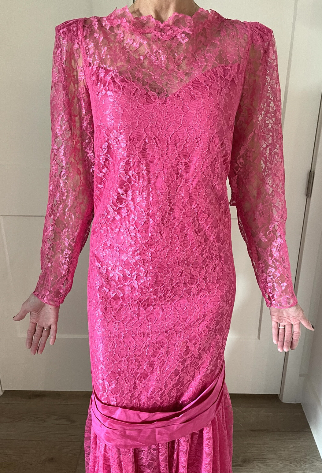 Vintage ILGWU Lace Overlay Dress, Sz 18, Special Occasion, Party, Statement