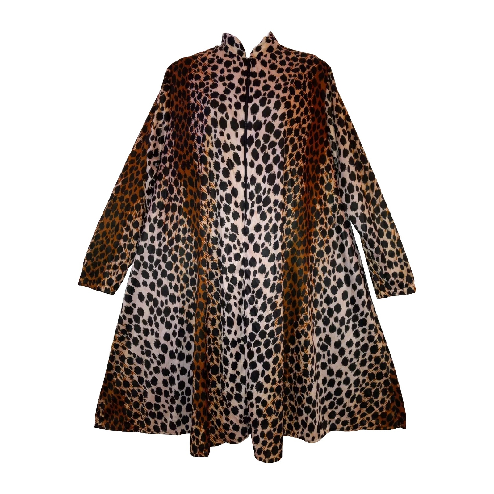 Vintage 70s Ms Chevious Leopard Silky Nylon Muumuu Caftan Nightgown Lingerie L