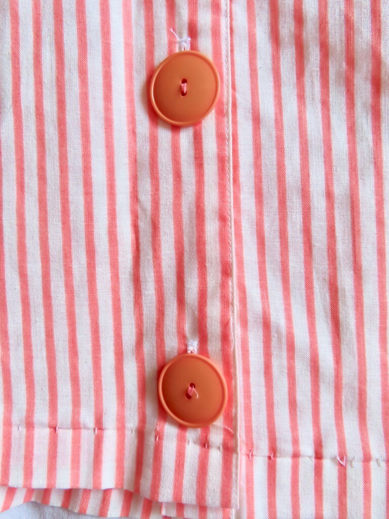 1990s Vintage Orange Stripe Pockets Hang Ten Full Skirt Dress sz XS / 32&Prime; chest