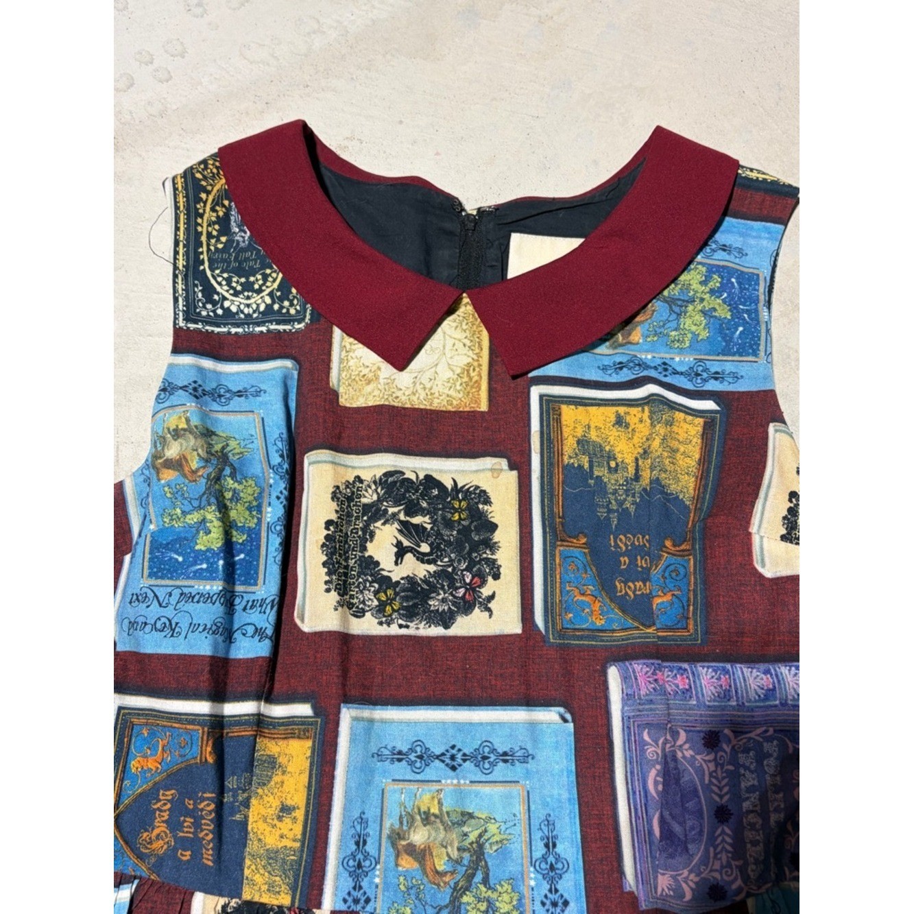 ModCloth Burgundy book Peter Pan Collar Dress library librarian teacher medium