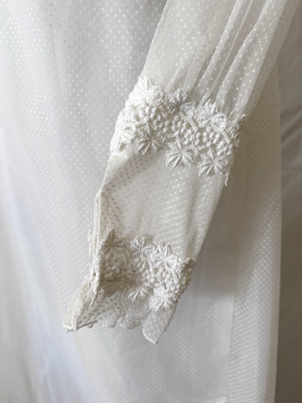 Vintage Handmade Regency 1970s Long Sleeve Wedding Dress Gown with Train