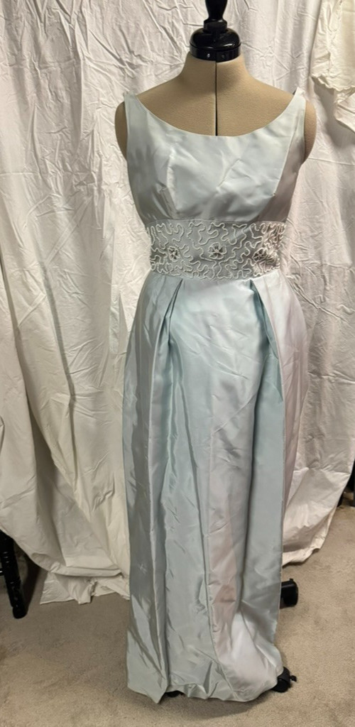 1950&rsquo;s-1960&rsquo;s Light Blue Vintage Evening Gown with beaded waist