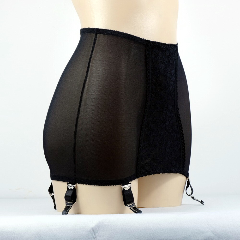 Luxallacki Open Bottom Girdles Lace Panel 6 Straps Garter Belt Underwear