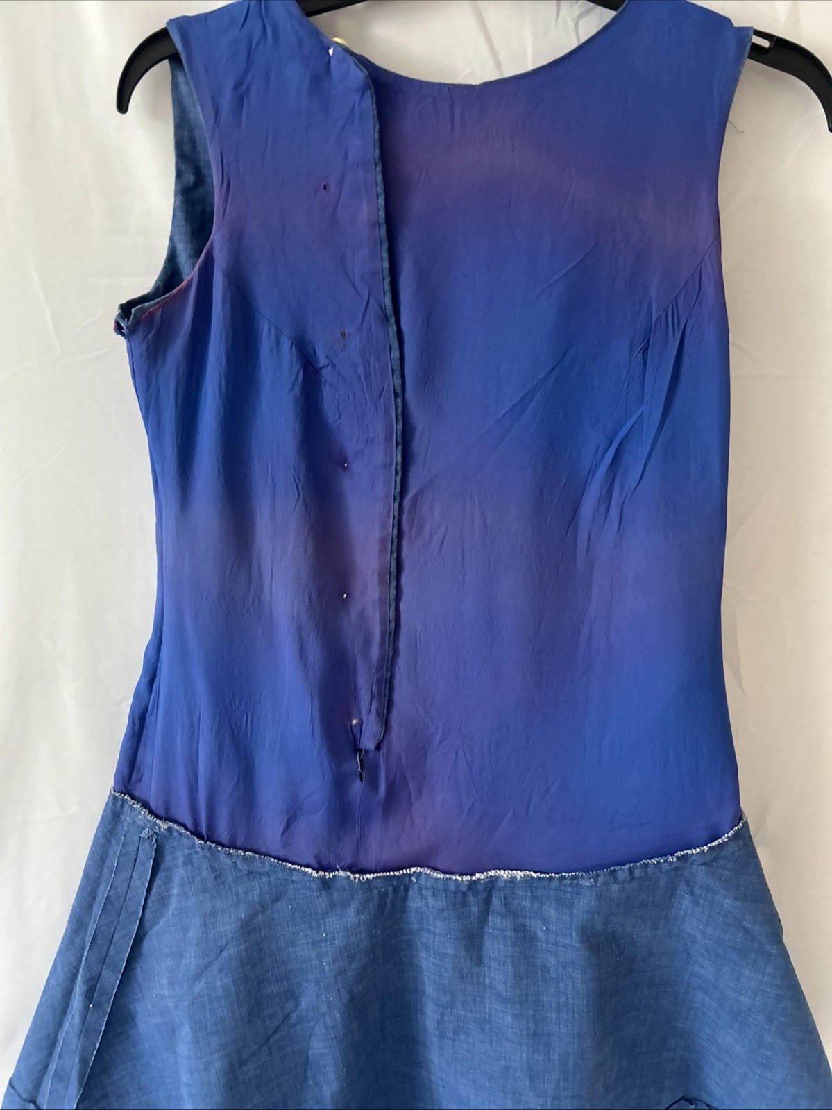 Vintage 1960 St. Roque Chambray Button Up Drop Waist Mini Shift Dress Size-S