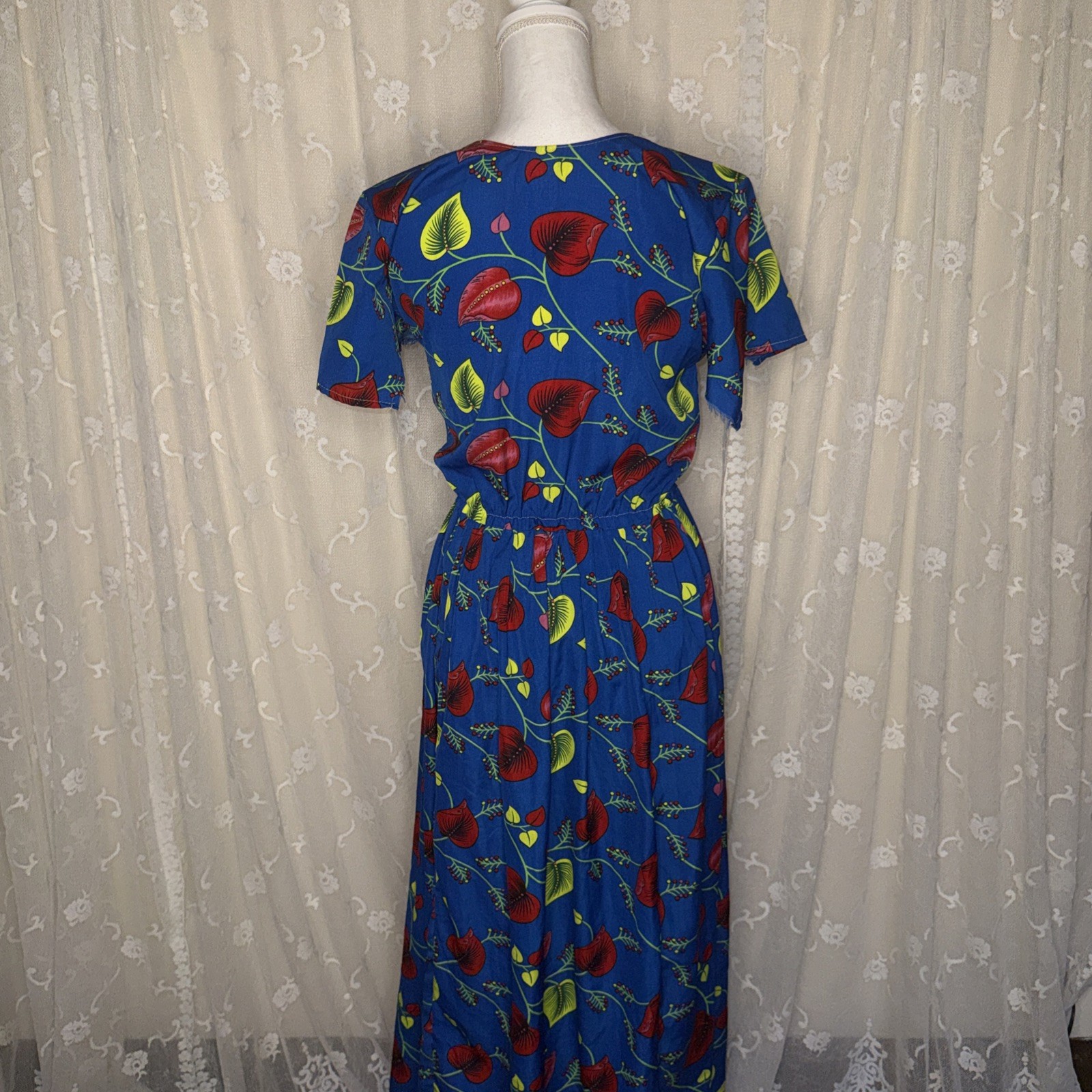 VTG Handmade Floral Print Opaque Shift Dress Size Small/Medium Needs Repair AsIs