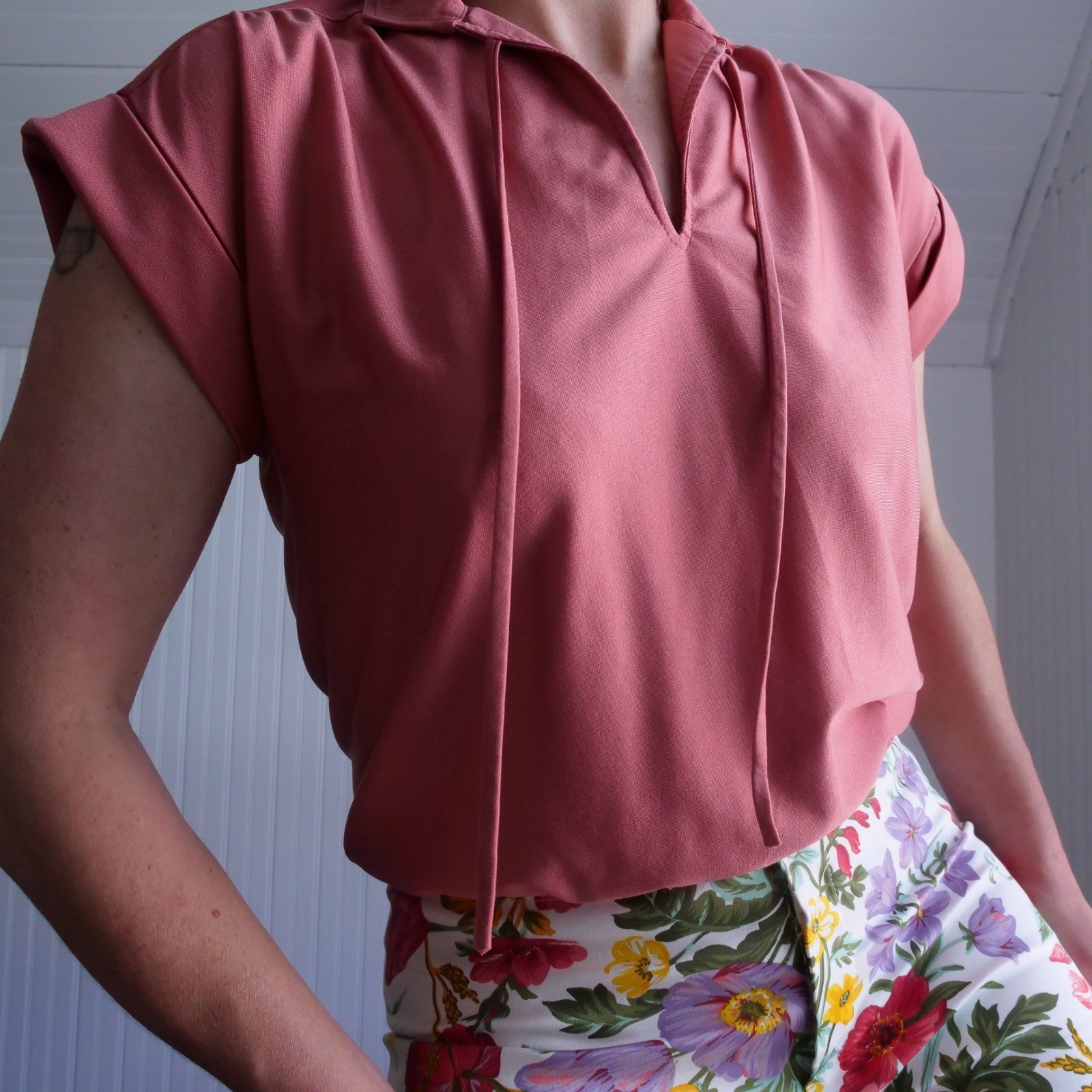 Vintage 1970s/80s Ship &lsquo;n Shore copper colored nylon crop top