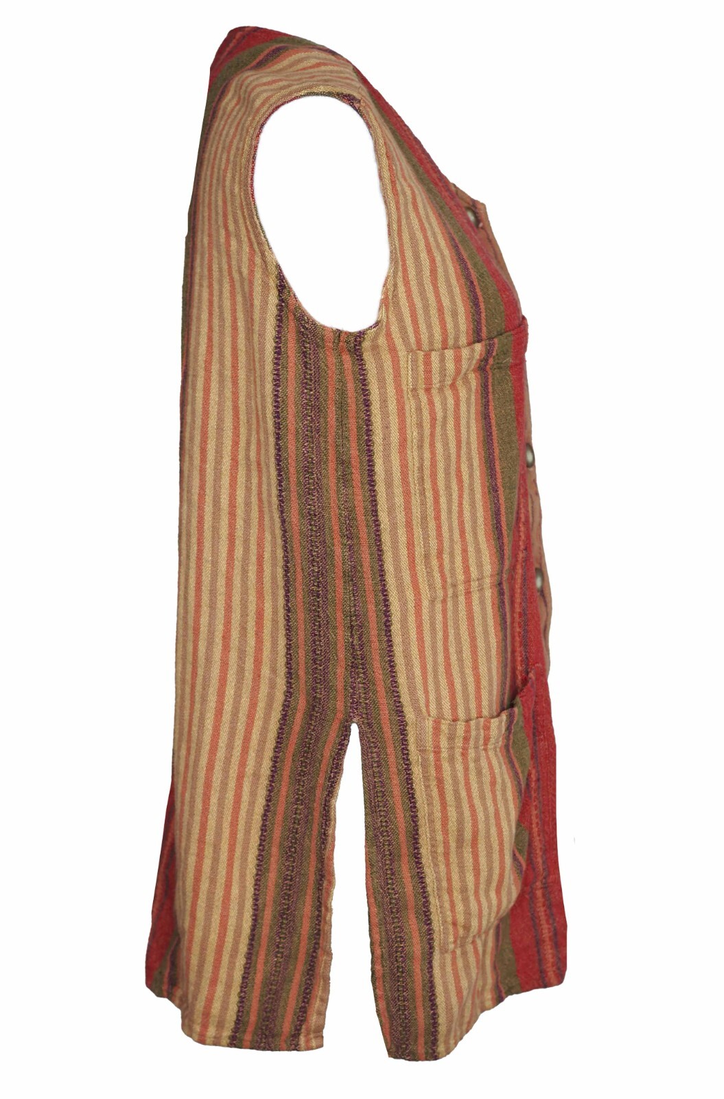 Vintage EXPRESS Campagnie Internationale Linen Vest Southwest Stripe Red Orange