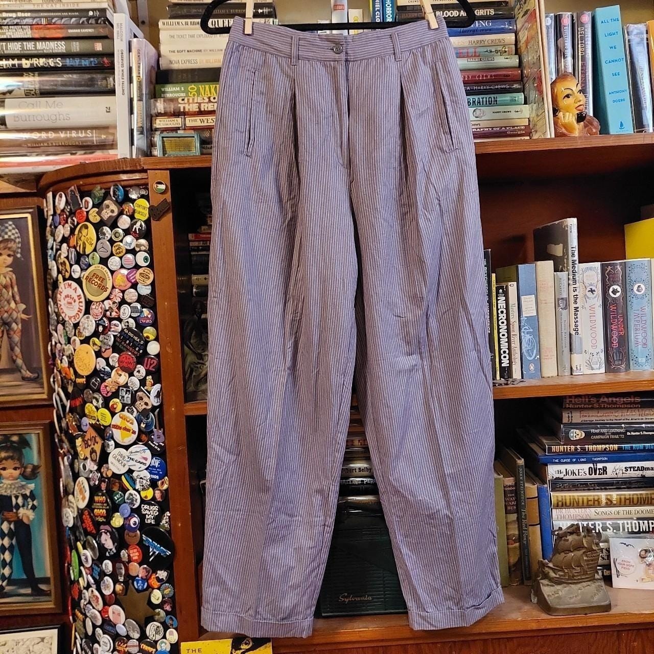 Vintage pink and grey pin striped pants.