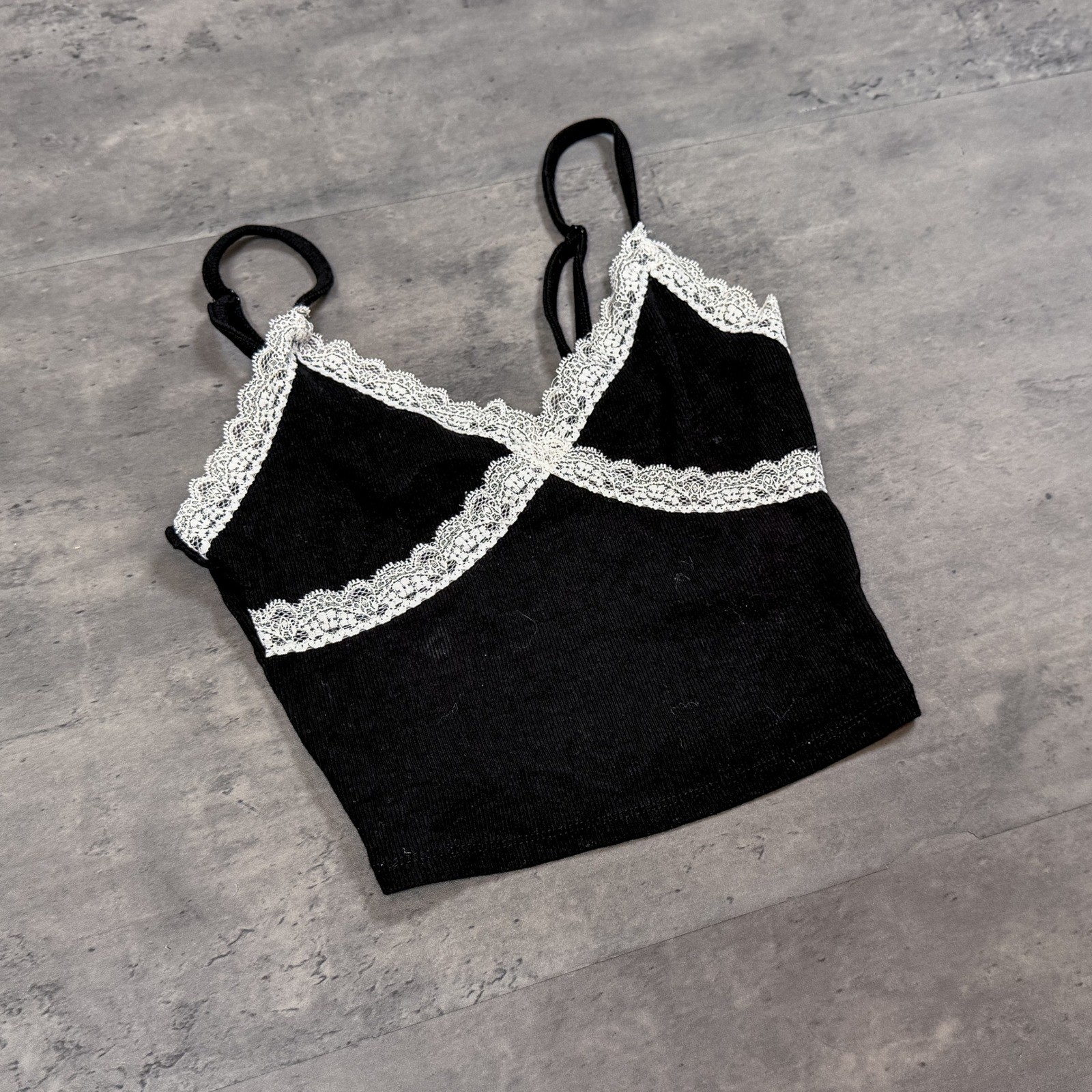Vintage Y2K Style Garage Black Lace Black Tank Top