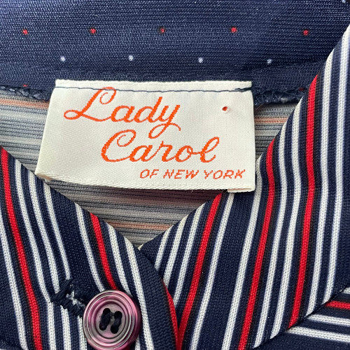Lady Carol New York Shirtwaist Dress Belted Navy Red White Vintage Secretary 70s