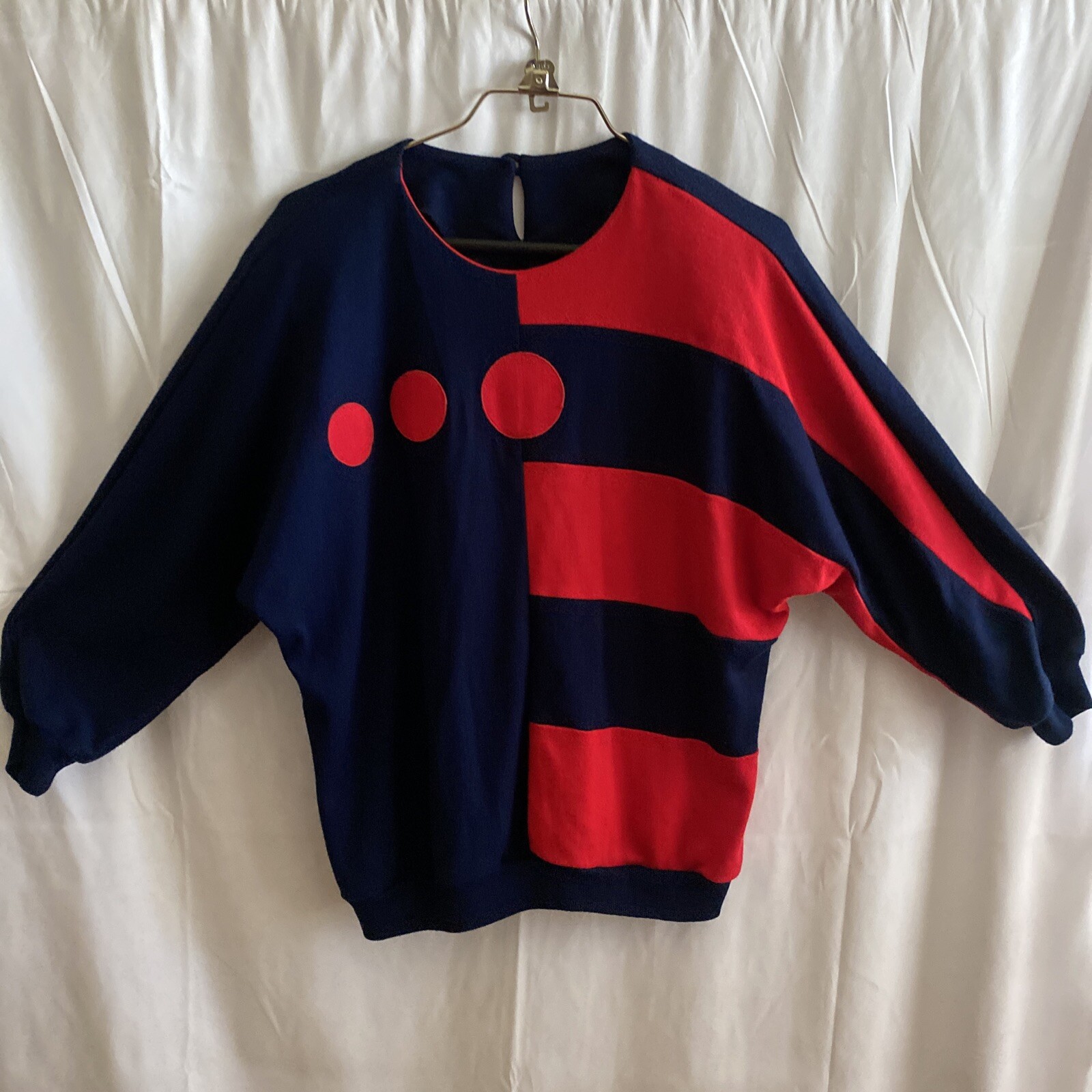 Vintage Graff Californiawear Pullover Lightweight Sweater Top Blue And Red 70’s