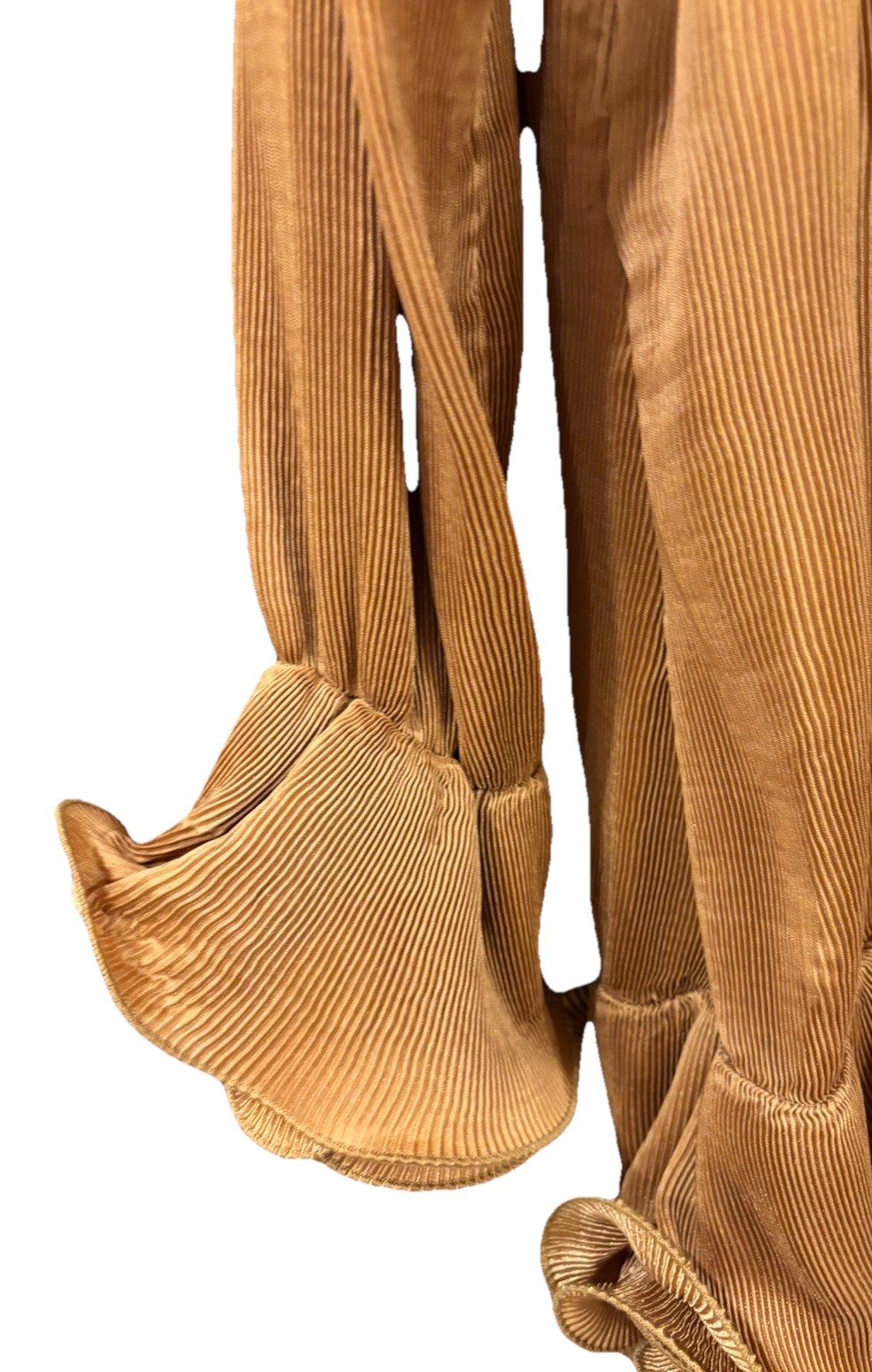 VINTAGE NINA MASSINI Gold Copper Pisse Ruffled Jacket Formal Wear XL