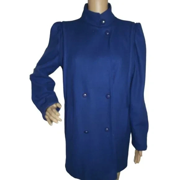 Vintage New York Girl Wool Coat Women&rsquo;s Junior Size 9 Royal Cobalt Blue jacket