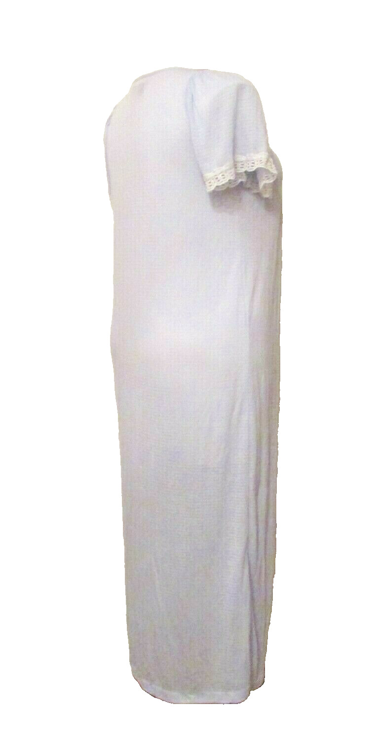 Sears Famous Bodies Soft Blue Poly Lace Trim Full Length Nightgown M USA made