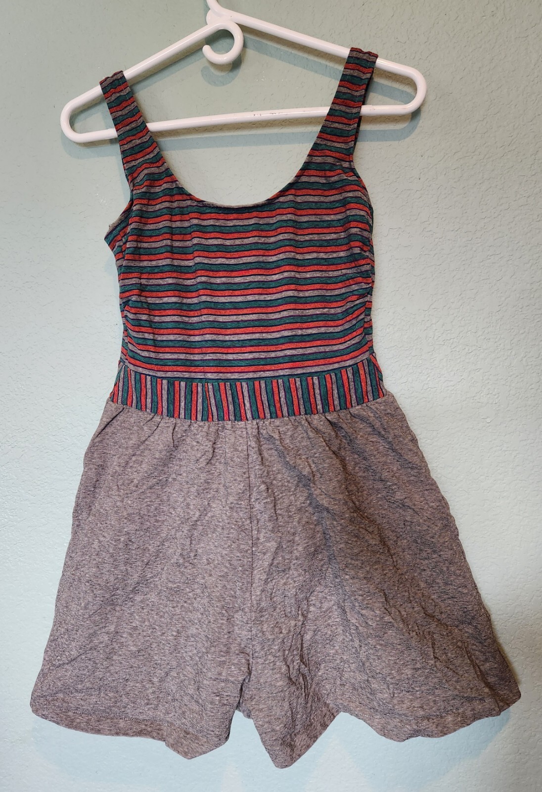 Vintage Swimsuit Robby Len 14 / 16 Striped Gray Shorts Skirt Made &rsquo;50s &rsquo;60s
