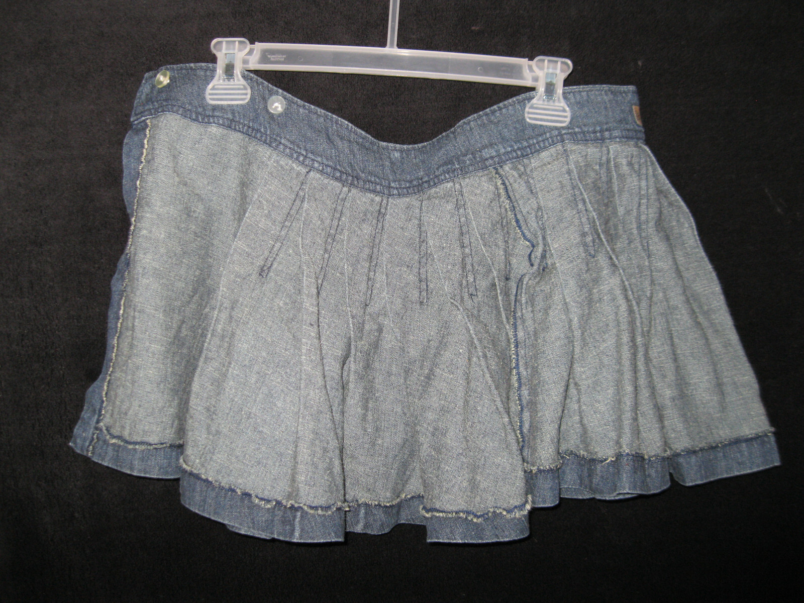 New Y2K l.e.i Denim Wrap Around Super Short Mini Skirt Heavily Pleated Sz. 5 SM.