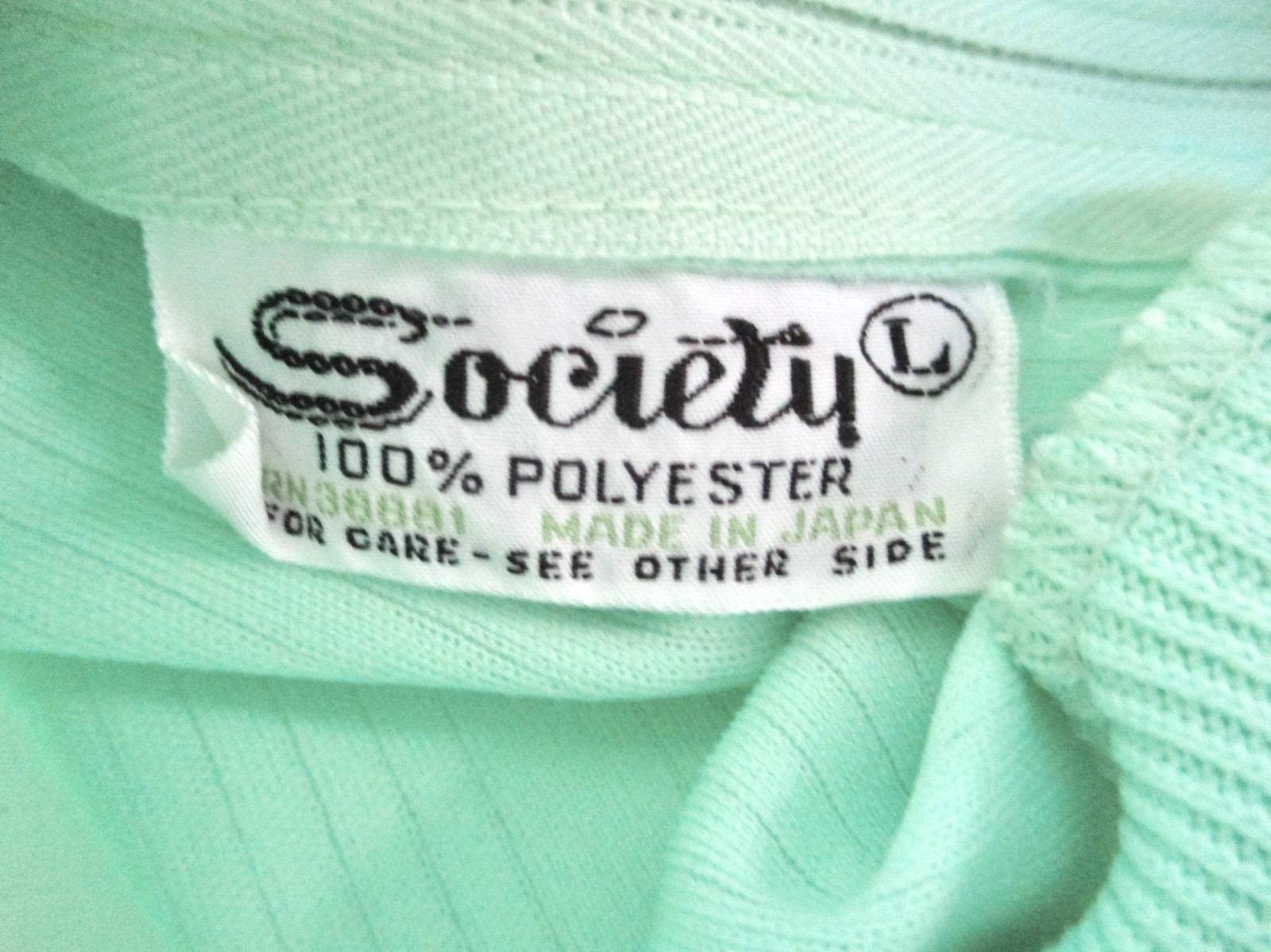Vtg 60s 70s Mod Mint Green Textured Knit Stripe Shell Blouse Top Back Neck Zip L