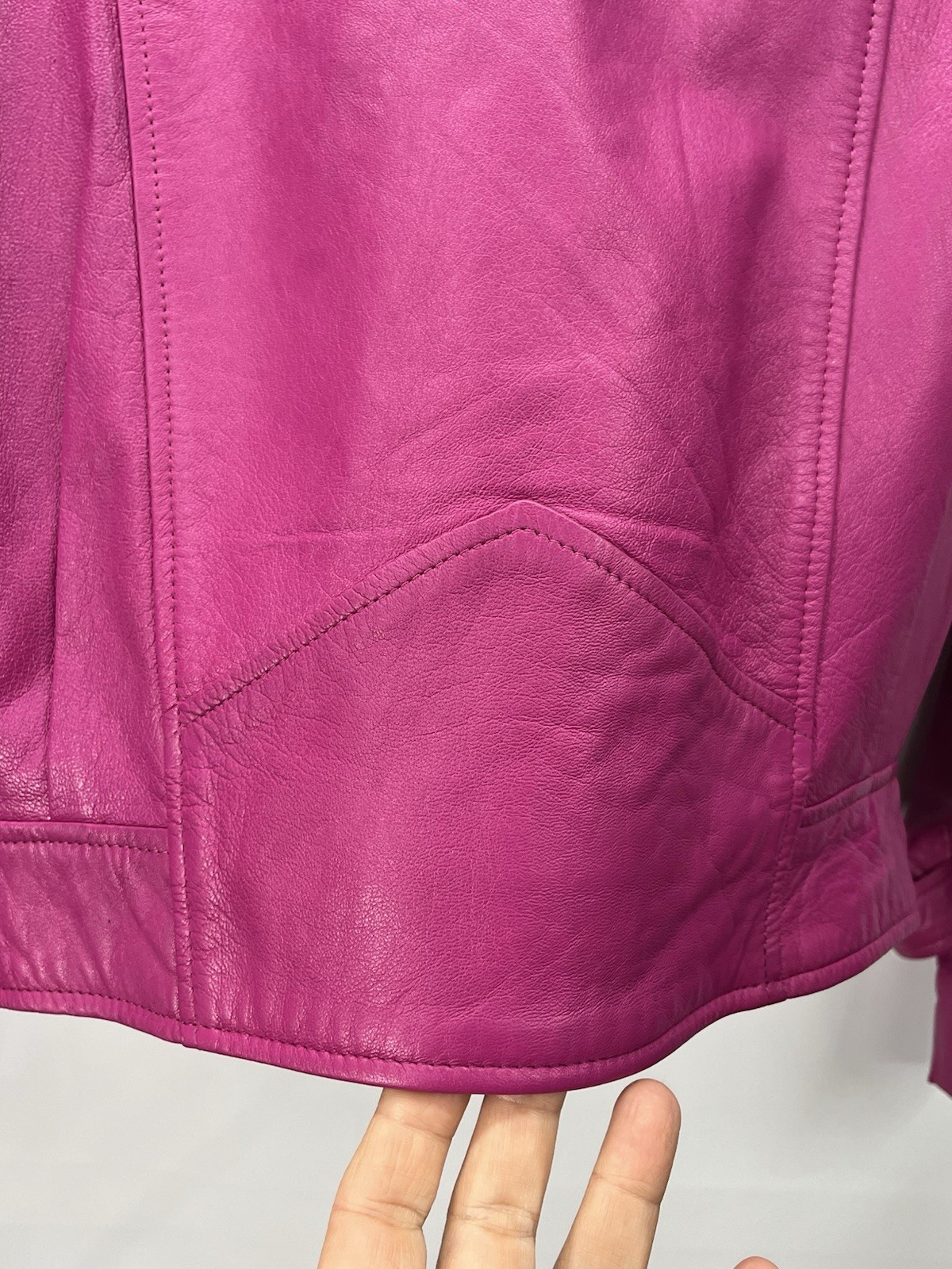 Vtg 80s La Nouvelle Renaissance Hot Pink Leather Jacket Sz M Rockabilly