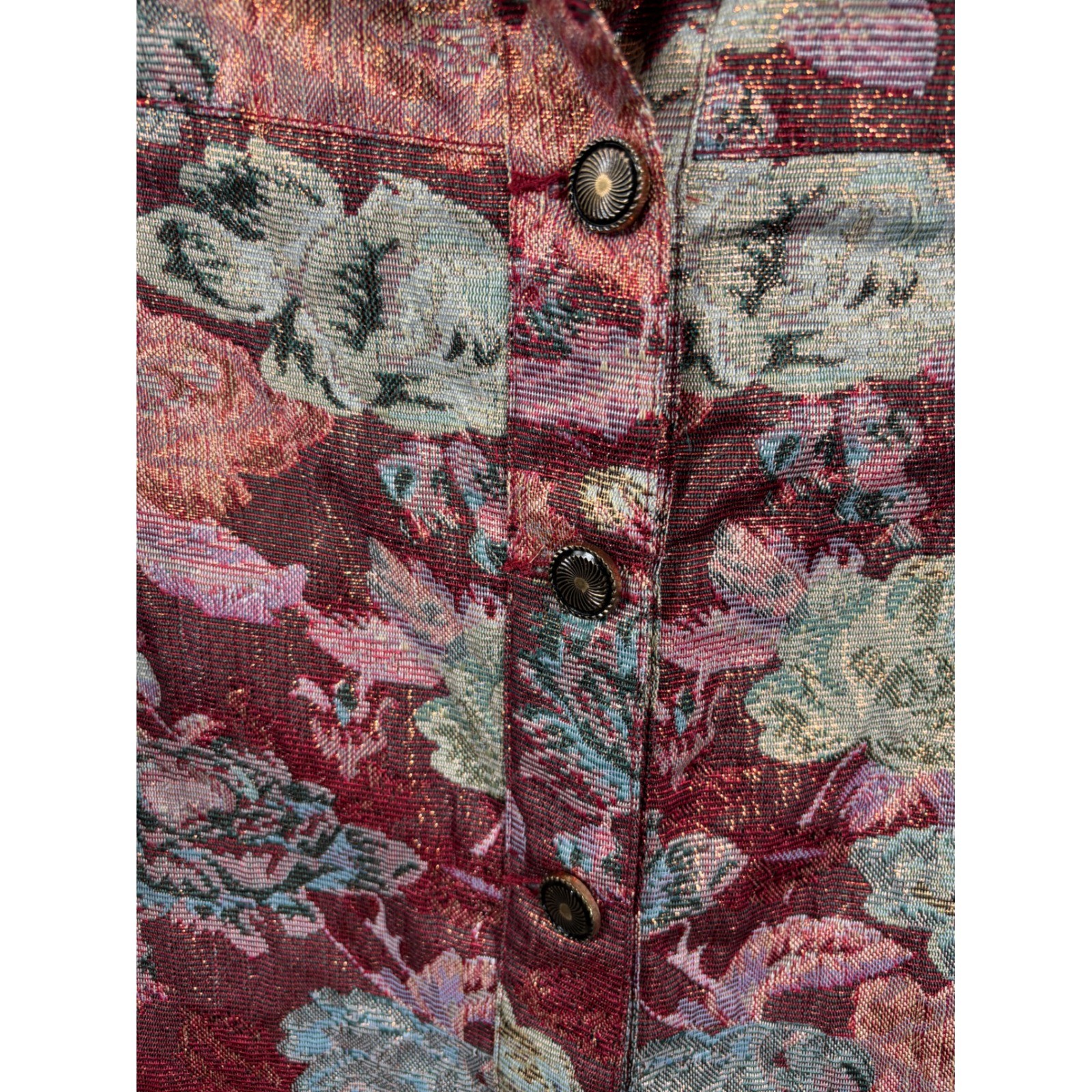 Bedford Fair Jacket Womens L Multicolor Vintage Y2K Metallic Floral Cottagecore