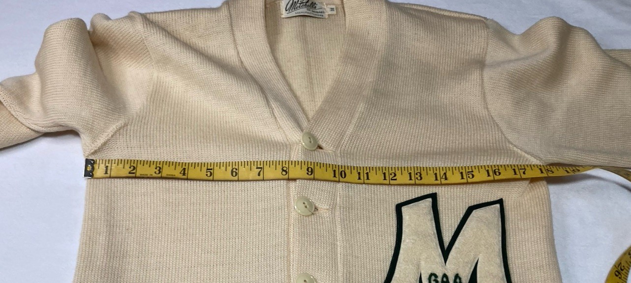 Vintage Mitchells Varsity Cardigan Sweater Women&rsquo;s Cream 60s