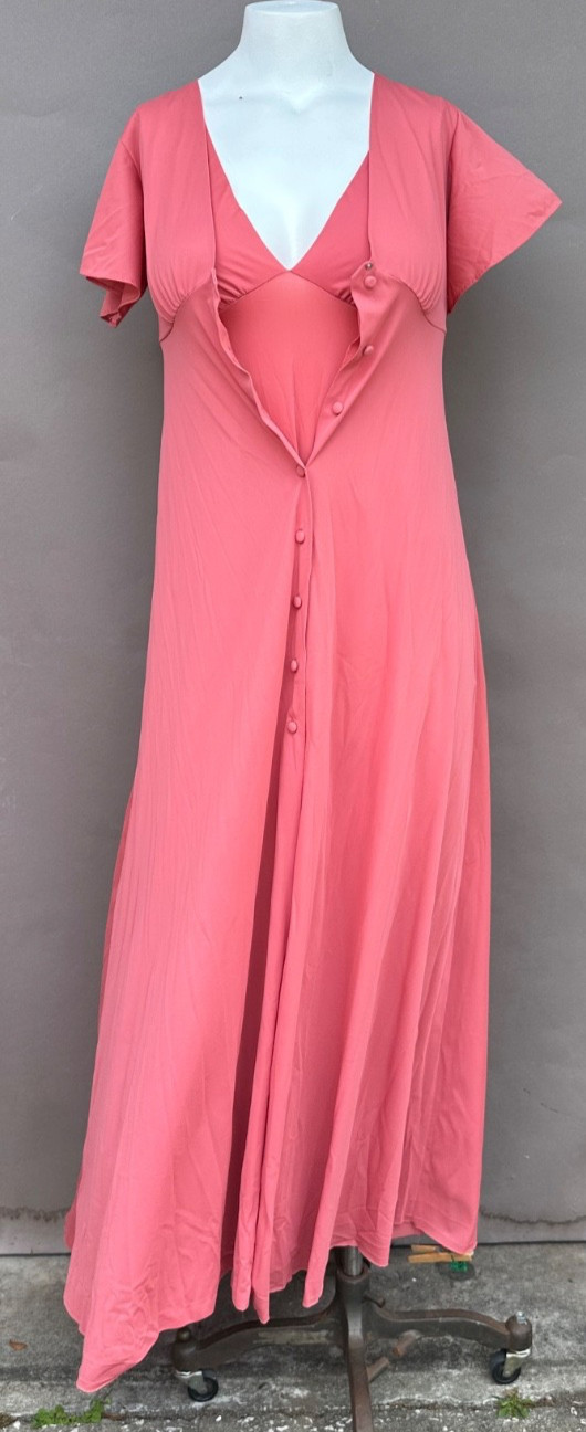 VTG John Kloss Cira S Salmon Peignoir Robe Nightgown Negligee Set Old Hollywood