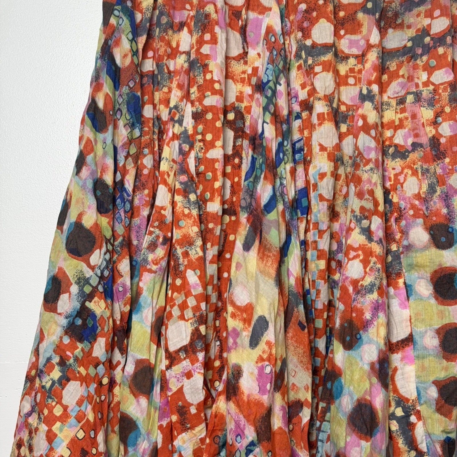 VTG Sandy Starkman Boston Proper Midi Skirt Fairy Eclectic Raw Dyed Patchwork XS