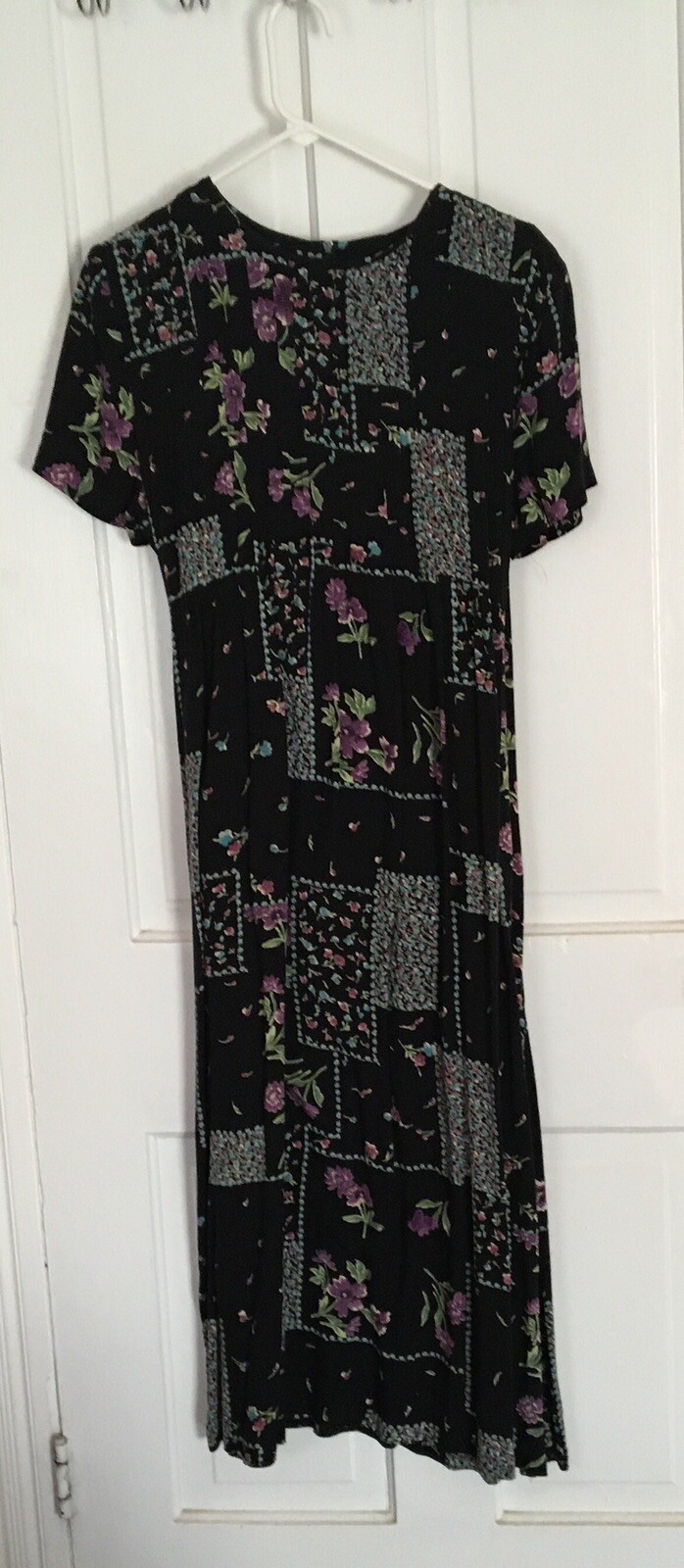 Vtg Darian Pintuck Dress 10 Navy Floral Midi Peasant Cottagecore Prairie Teacher
