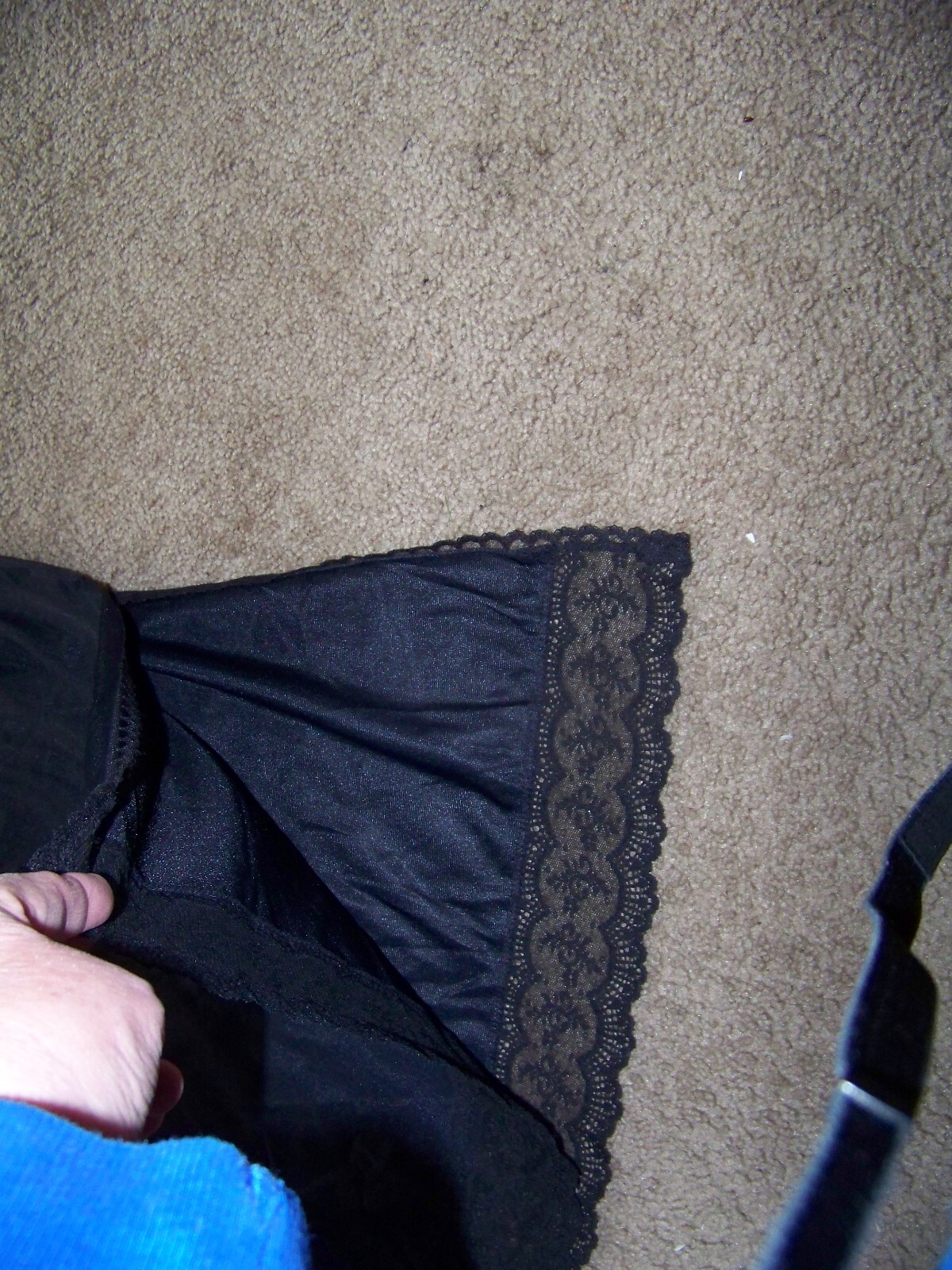 VTG BLACK HALF SLIP SZ SMALL 25&Prime; MADE IN THE USA NYLON W/LACE #721 CLEAN NICE!
