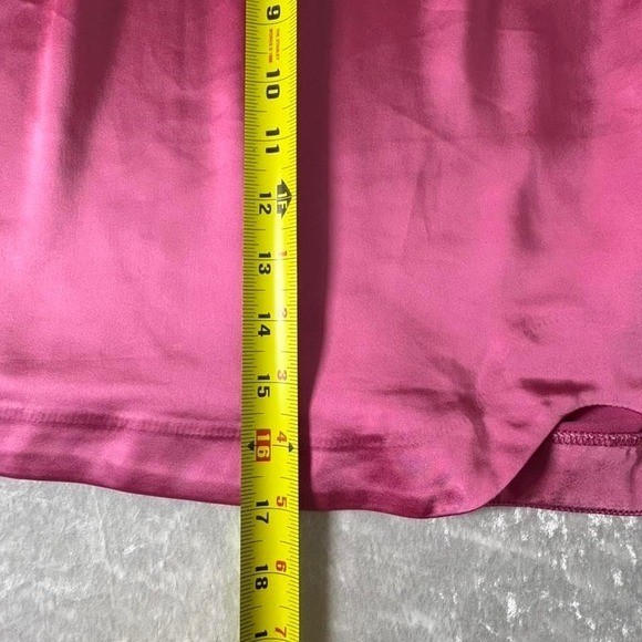 Pink satin mini skirt with slit. Party, special occasion, whimsy Goth, Y2K sz M
