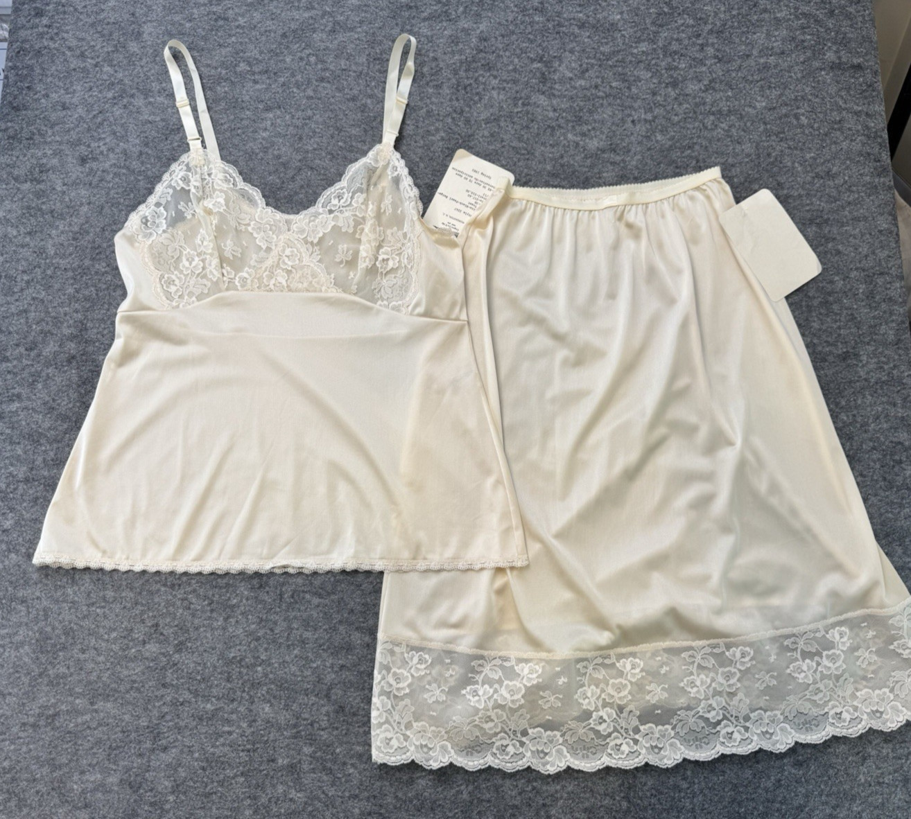 VTG Shadowline Camisole Cami Sz 34 & Half Slip Set Lingerie NEW, Lace, 80&rsquo;s