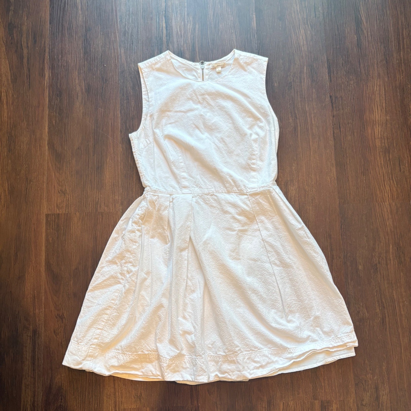♾️Vintage 90s GAP White Sleeveless Poplin Cotton Pleated Mini Dress Size 2♾️
