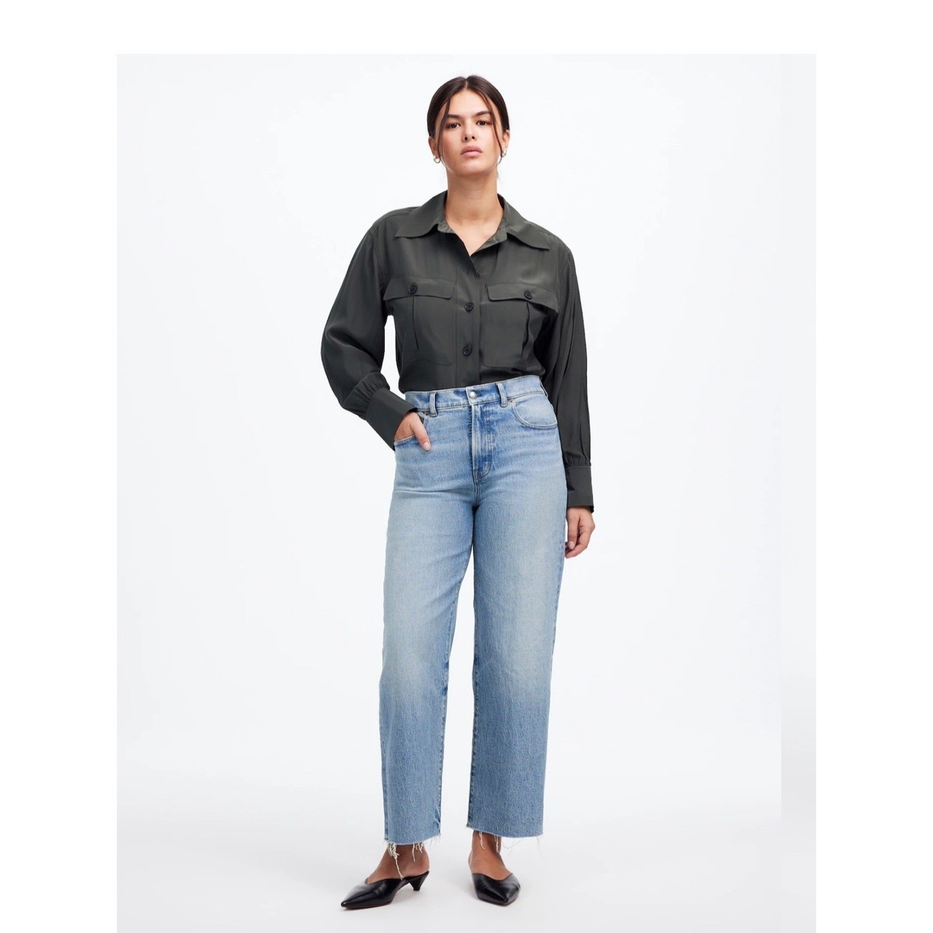 Madewell NWT The perfect vintage wide leg crop blue Jeans women&rsquo;s size 27
