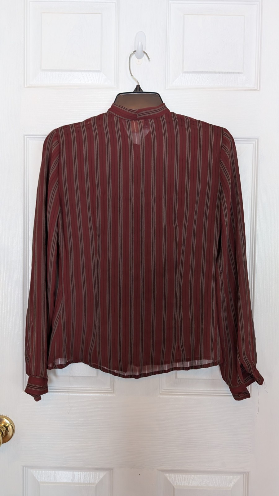 Vintage Jonathan Martin Victorian Gibson Girl Burgundy Stripe Sheer Blouse 3/4