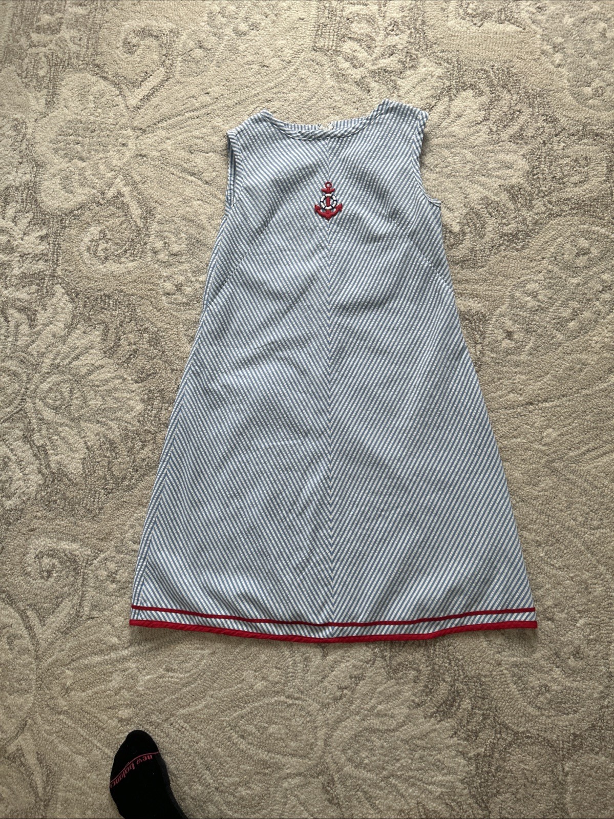 Vintage 1960’s Lightweight Red White & Blue Seersucker Shift Dress Nautical XS/S