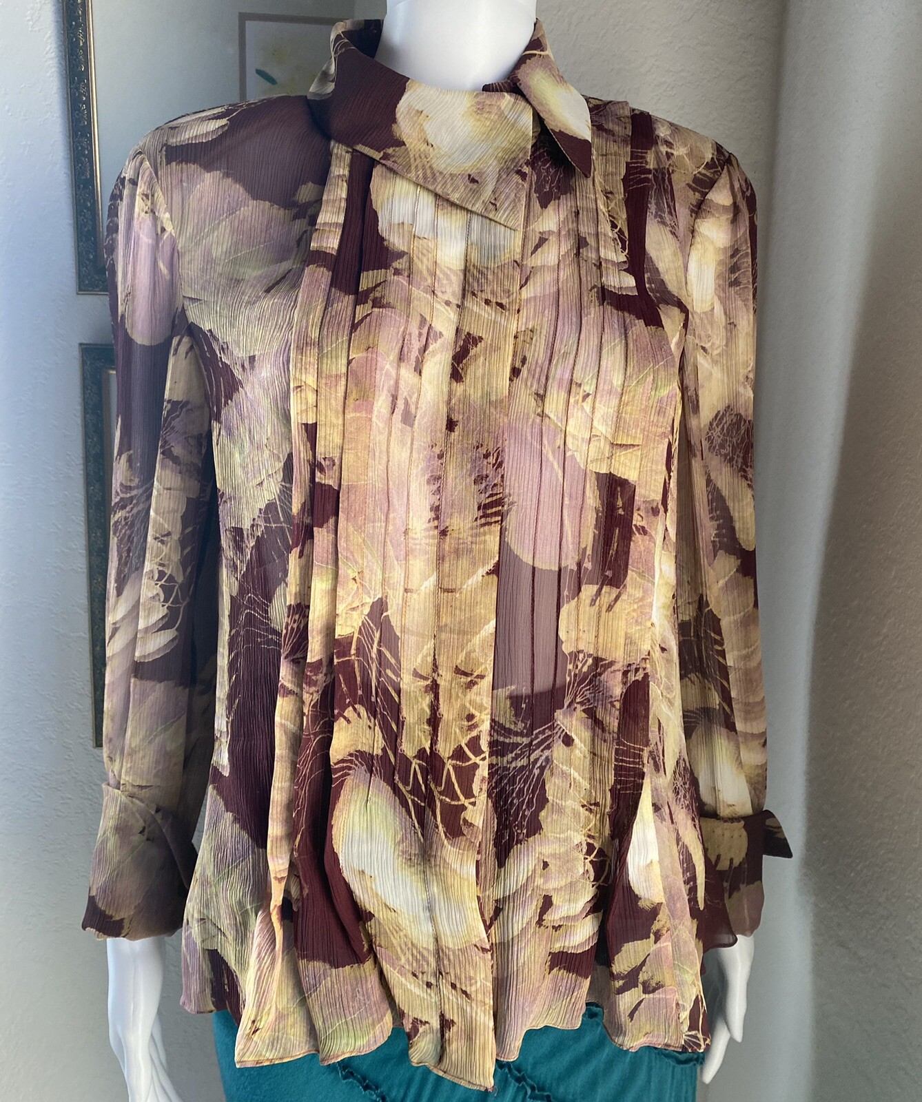 Christian Lacroix Collection 1990s Vintage Silk Blouse Sz 6 M (42)