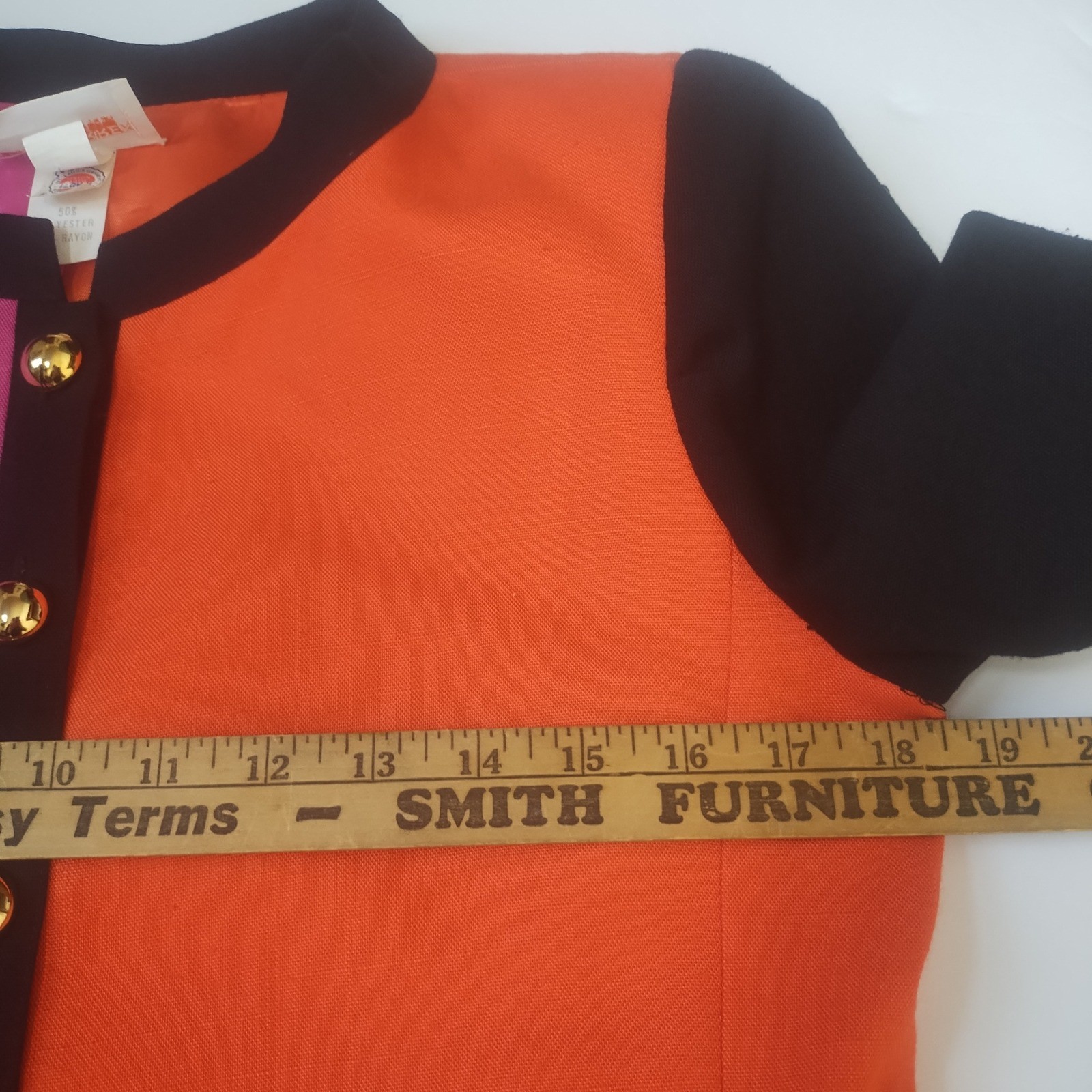 Vintage David Warren Colorblock Blouse Women&rsquo;s 8 80s Mod Maximalist Union Made