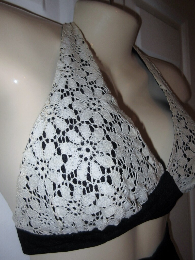 VTG 70s 2 Pc Bikini Top Full Swing Maxi Skirt 5 Hippy BoHo Crocheted Lace Outfit