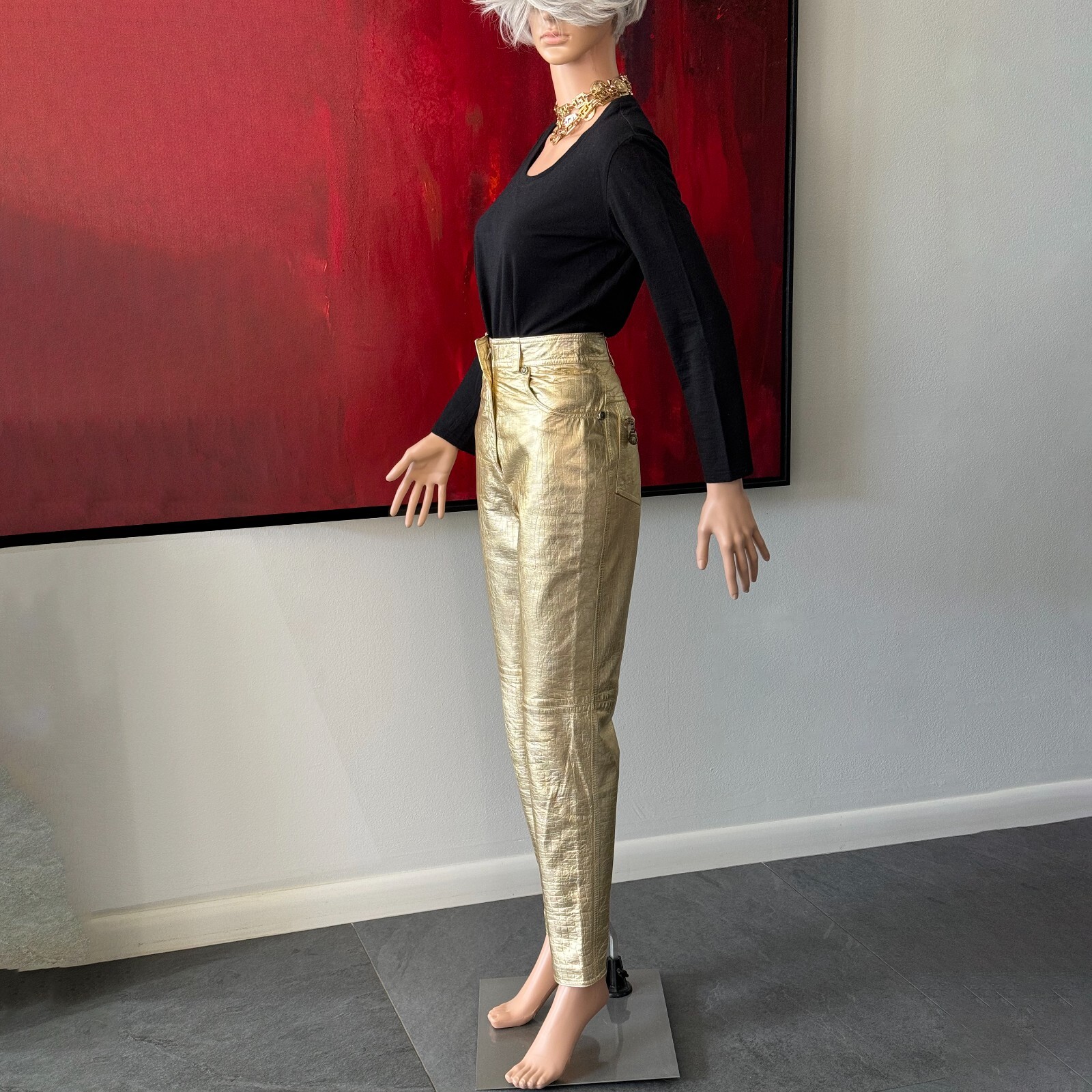 GIANNI VERSACE metallic gold leather pants size IT 40/42 from F/W 1994/95